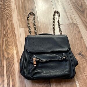 Faux leather backpack purse with gold chain straps